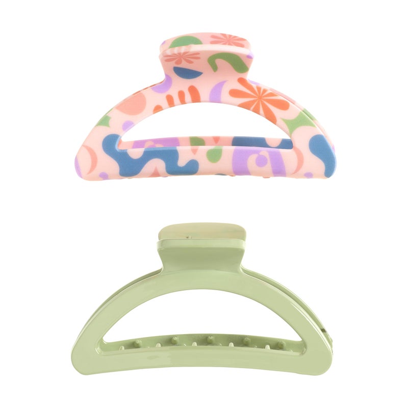 Goody X Sophia Yeshi Medium Claw Clips, SlideProof Hair Clips for Women & Men, Secure Grip, All Hair Types, Pink (Multicolor) + Green - 2 Ct - Image 3