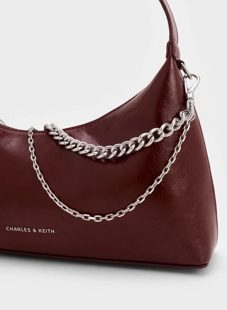 Charles & Keith Atwood Chain Crinkle Hobo Bag - Image 4