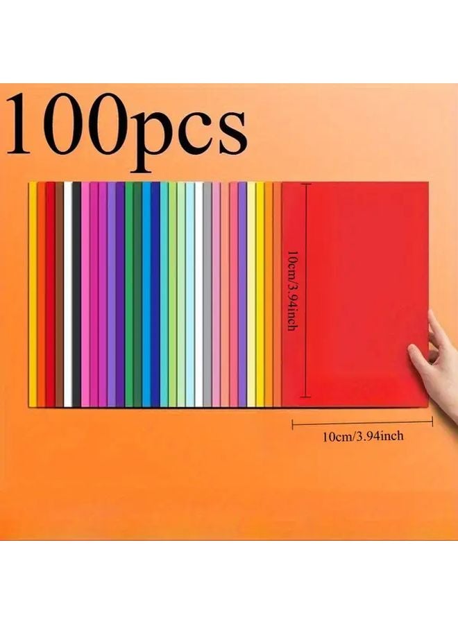 100 قطعة ورق أوريغامي مربع مقاس A4 بألوان زاهية ومتينة للحرف اليدوية وتجميع القصاصات - Image 1