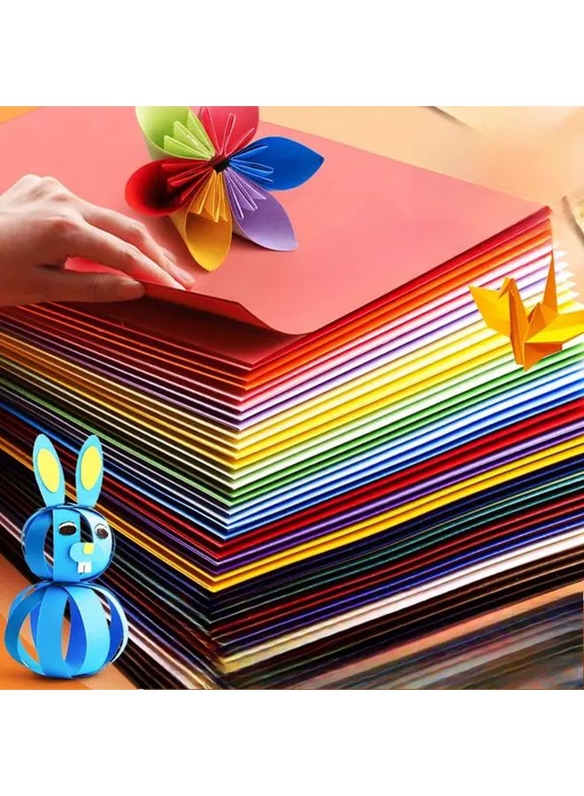 100 قطعة ورق أوريغامي مربع مقاس A4 بألوان زاهية ومتينة للحرف اليدوية وتجميع القصاصات - Image 3