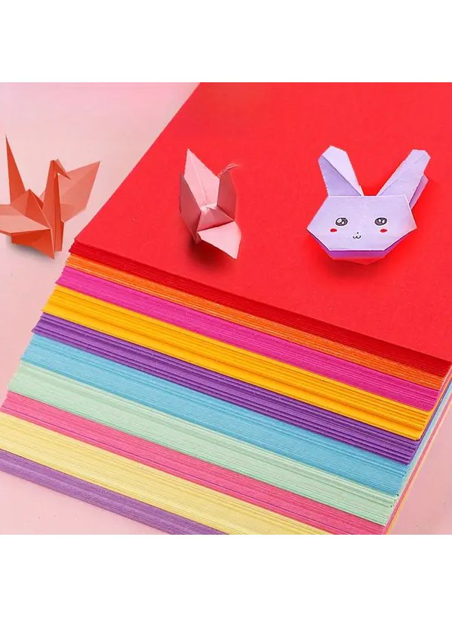 100 قطعة ورق أوريغامي مربع مقاس A4 بألوان زاهية ومتينة للحرف اليدوية وتجميع القصاصات - Image 5