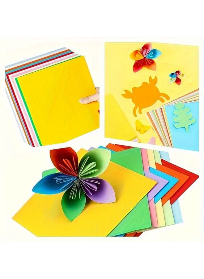 100 قطعة ورق أوريغامي مربع مقاس A4 بألوان زاهية ومتينة للحرف اليدوية وتجميع القصاصات - Image 2