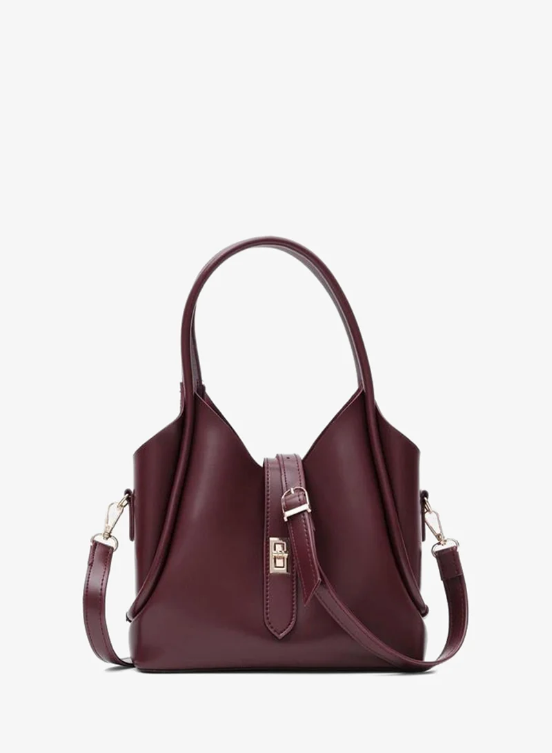 Cindy Hand-and-Crossbody Bag in Burgundy.