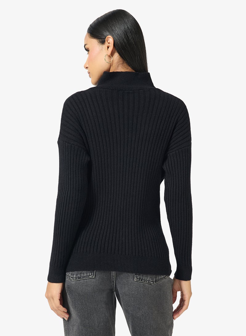 جينجر سترة مضلعة بسحاب نصفي - Image 2