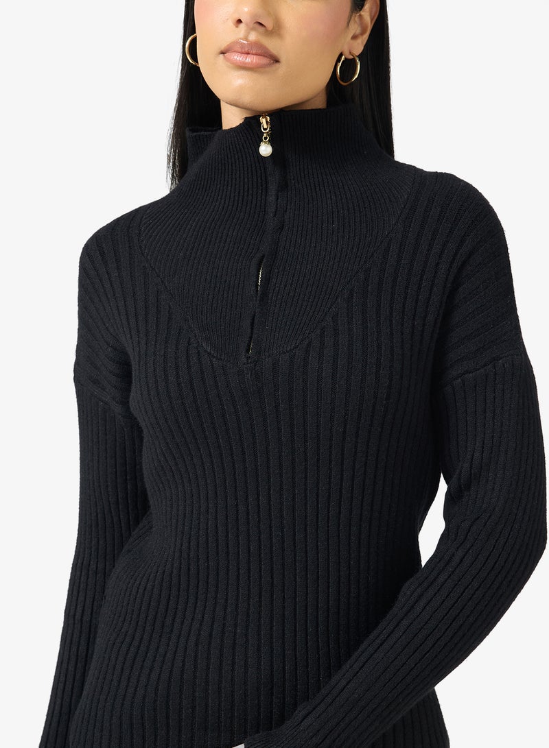 جينجر سترة مضلعة بسحاب نصفي - Image 3