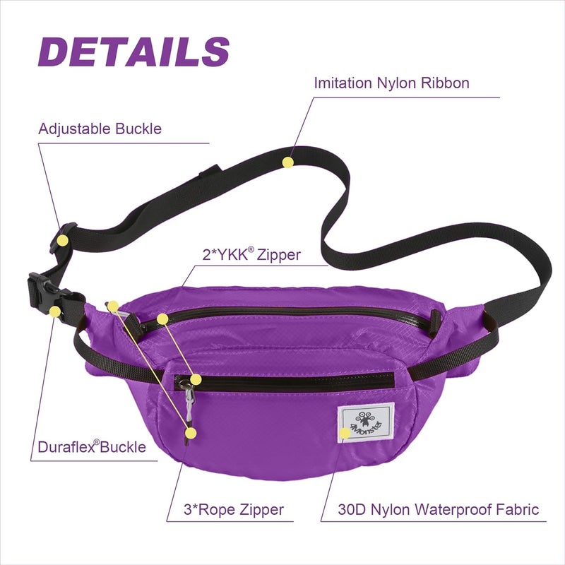 4Monster Hiking Waist Packs Portable,Water Resistant Fanny Bag with Adjustable Strap,Lightweight Crossbody Chest Bag Slim Bag - Image 2