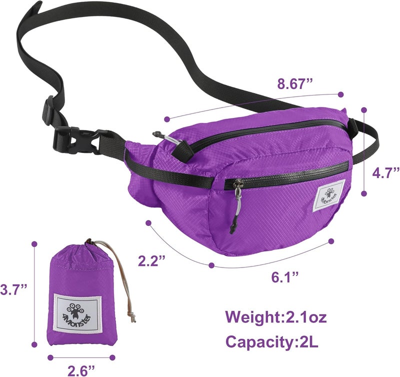 4Monster Hiking Waist Packs Portable,Water Resistant Fanny Bag with Adjustable Strap,Lightweight Crossbody Chest Bag Slim Bag - Image 3