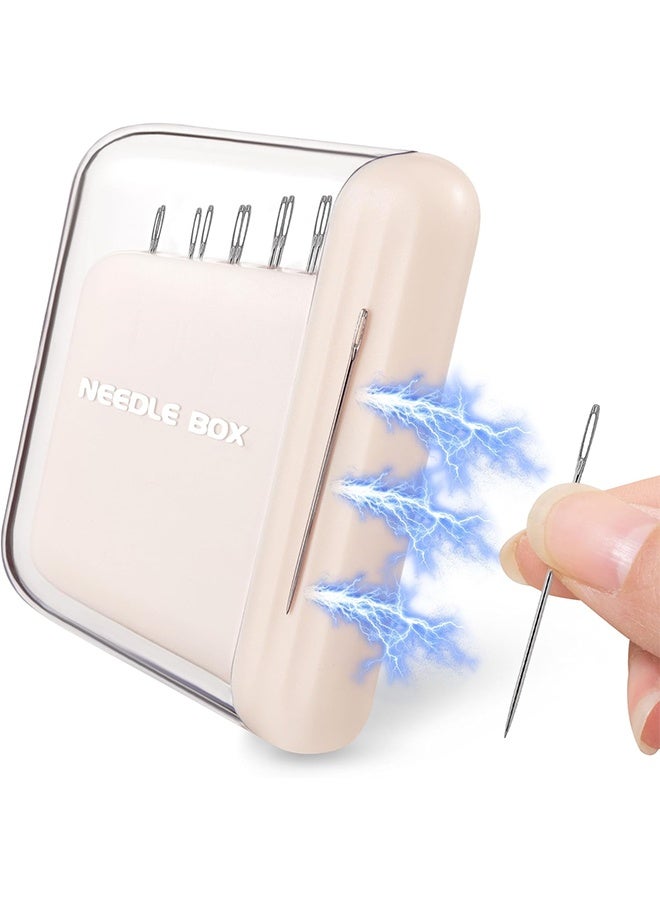 Portable Travel Magnetic Sewing Needles Case,Include 10PCS 5 Size Sewing Sharp Needles,Magnetic Needle Holder,Super Magnetic Mini Needle Storage Box for Hand Sewing Art Crafts(Beige) - Image 1