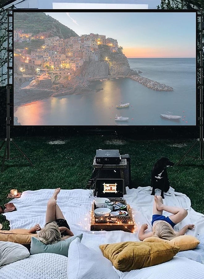 Eoptify 120 Inch Projector Screen with Stand, Portable Foldable Movie Screen, 16:9 4K HD Wrinkle-Free, Indoor/Outdoor Home Theater, Backyard Cinema, Easy Setup, Carry Bag Included, Best for Outdoor Cinema, Office, and Movies in Dubai - Image 4