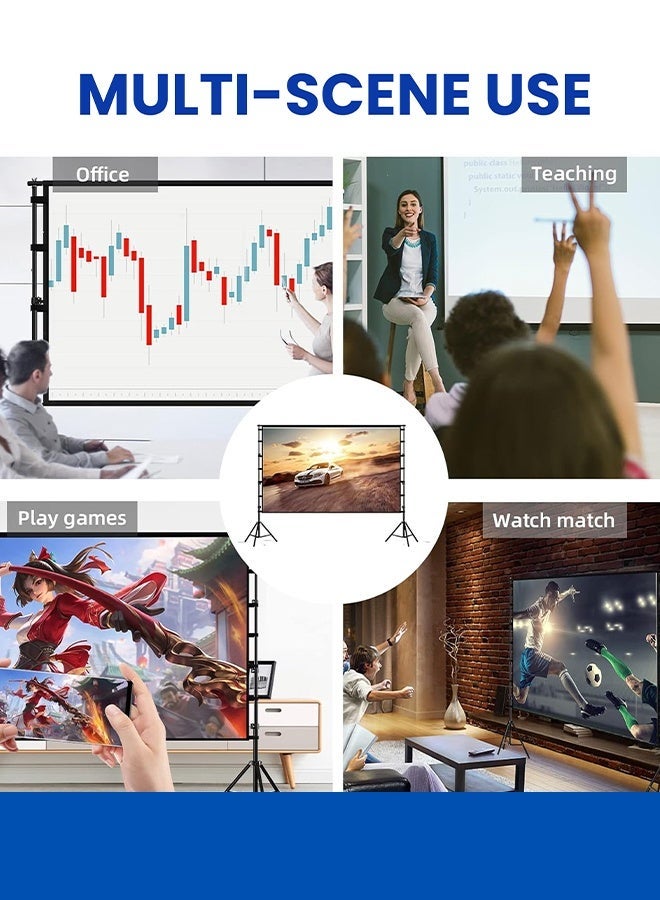 Eoptify 120 Inch Projector Screen with Stand, Portable Foldable Movie Screen, 16:9 4K HD Wrinkle-Free, Indoor/Outdoor Home Theater, Backyard Cinema, Easy Setup, Carry Bag Included, Best for Outdoor Cinema, Office, and Movies in Dubai - Image 5