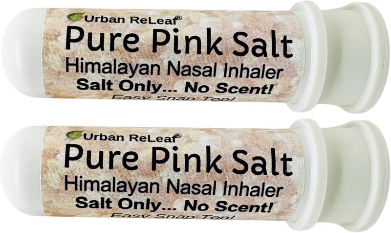 Urban ReLeaf Urban ReLeaf Pure Pink Salt Himalayan Aromatherapy Nasal Inhalers - Set of 2, No Scent. 100% Natural Breathe Fresh Solution! Easy Open Snap Top. Made in USA. No Mess. Pocket Size.