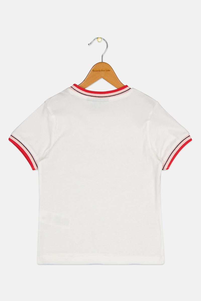PERRY ELLIS Kids Girl Brand Logo Short Sleeve T-Shirt, White - Image 3