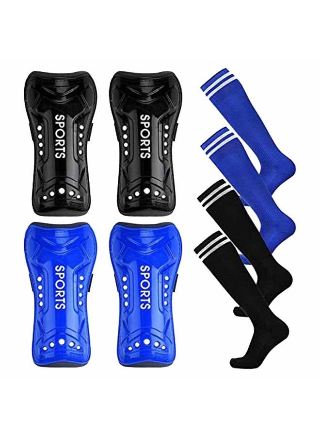 Haploon Shin Guards Soccer Football Shin Pads Protector Calf Protective Gear for 5-12 Old Kids, Teenagers, Boys, Girls, with 2 Pair Long Sleeve Soccer Socks - Image 1