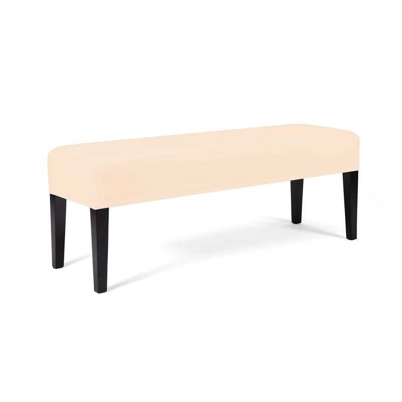 WOMACO Dining Room Bench Cover Stretch Spandex Upholstered Seat Cushion Slipcovers for Kitchen Dining Bench Seat Protector Beige Large