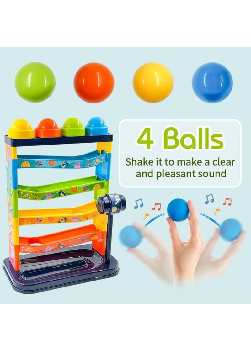 Pound a Ball Toy for Toddlers Boys and Girls, Hammer and Ball Toys with Ramp Tower Multicolored Balls, STEM Developmental Educational Fun Learning Toy Hammering Pounding Toys