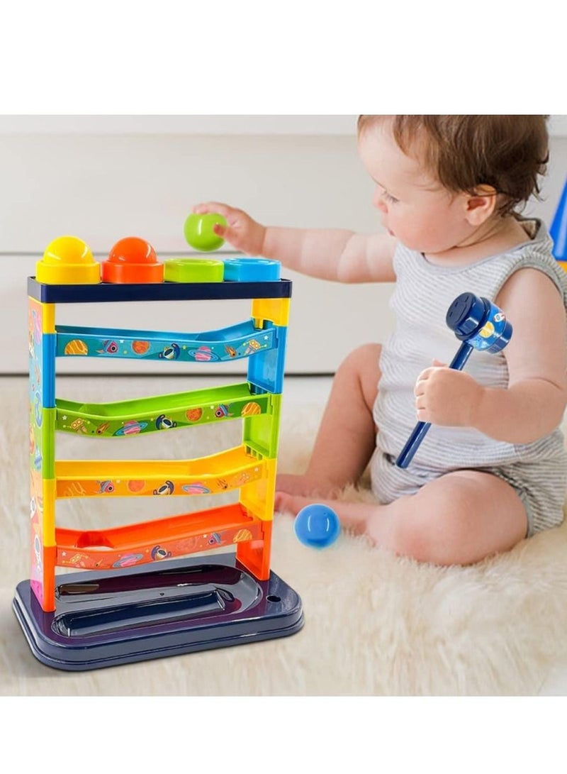 Pound a Ball Toy for Toddlers Boys and Girls, Hammer and Ball Toys with Ramp Tower Multicolored Balls, STEM Developmental Educational Fun Learning Toy Hammering Pounding Toys