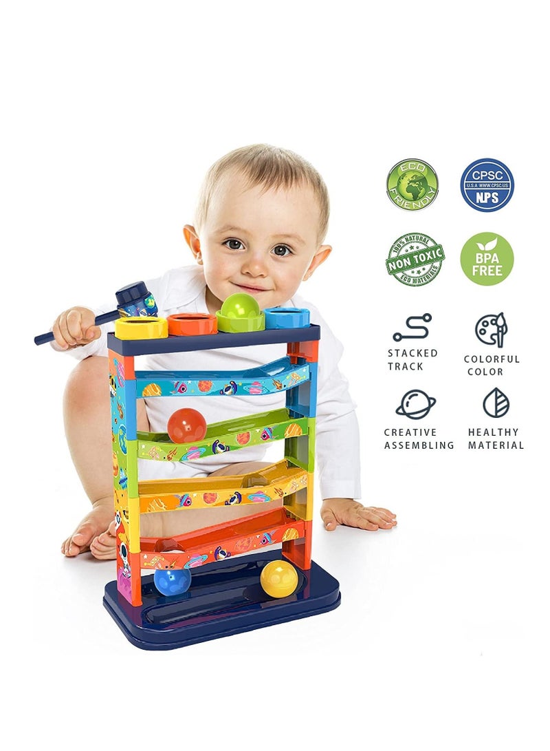 Pound a Ball Toy for Toddlers Boys and Girls, Hammer and Ball Toys with Ramp Tower Multicolored Balls, STEM Developmental Educational Fun Learning Toy Hammering Pounding Toys