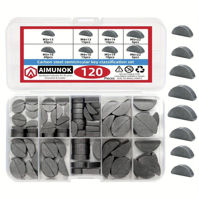 120pcs M3 M4 M5 M6 Carbon Steel Woodruff Keys For Mower Motorcycle Repair - Image 1