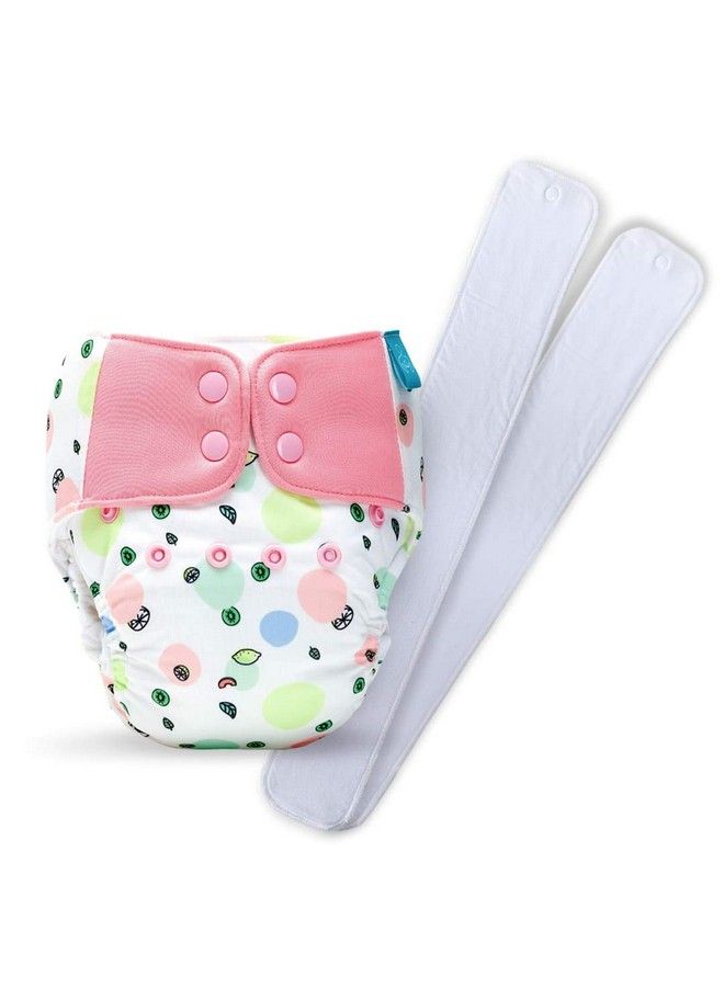 Bumberry Baby Cloth Diaper Waterproof Reusable Adjustable Pocket Diaper 2.0 With Leg Gusset Wet Free Lining & 2 Extra Long Cotton Inserts(6 36 Months Fruityline) - Image 1