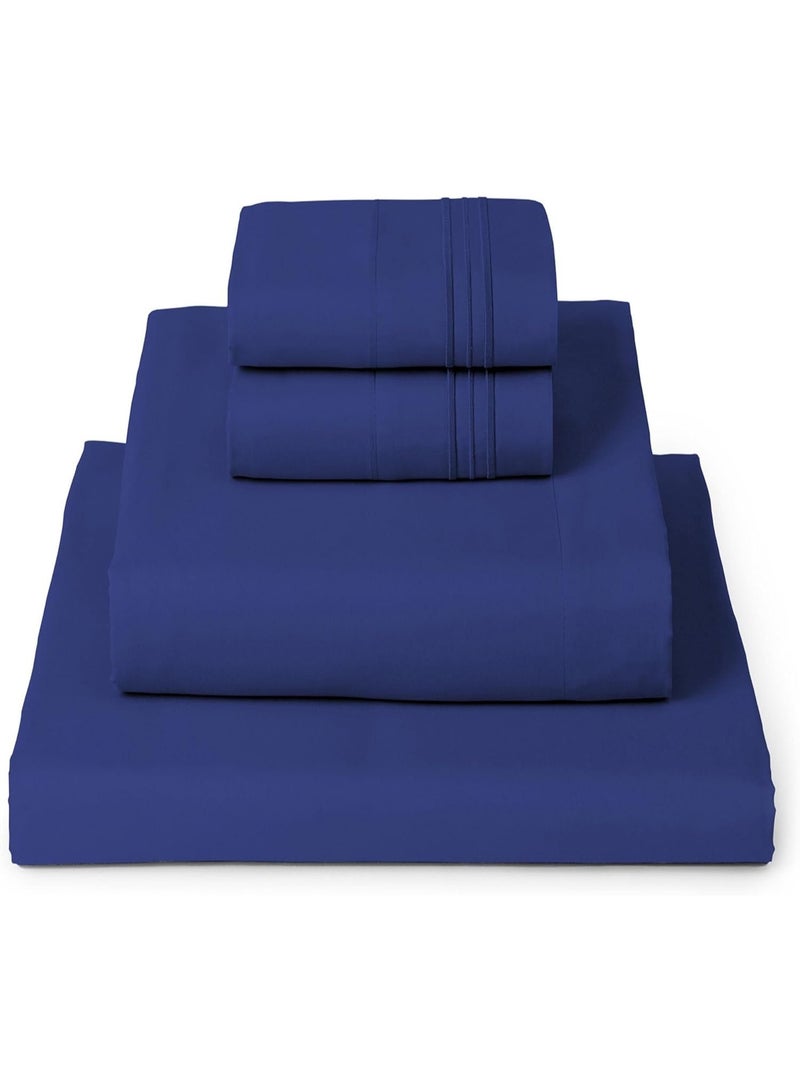 Mellanni King Sheets Set - 4 PC Iconic Collection Bedding - Hotel Luxury, Extra Soft, Cooling Bed Sheets - Wrinkle, Fade, Stain Resistant (King, Royal Blue) - Image 1