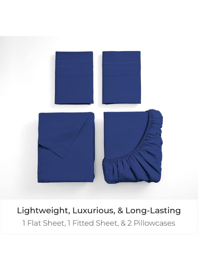 Mellanni King Sheets Set - 4 PC Iconic Collection Bedding - Hotel Luxury, Extra Soft, Cooling Bed Sheets - Wrinkle, Fade, Stain Resistant (King, Royal Blue) - Image 2
