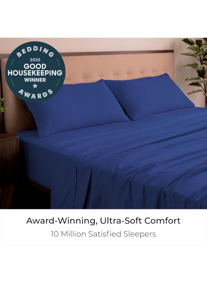 Mellanni King Sheets Set - 4 PC Iconic Collection Bedding - Hotel Luxury, Extra Soft, Cooling Bed Sheets - Wrinkle, Fade, Stain Resistant (King, Royal Blue) - Image 3