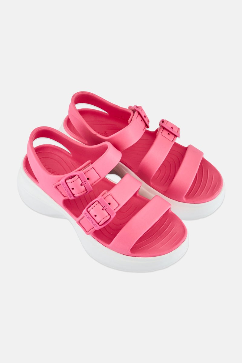 SKECHERS Women Foamies Tai Get Real Velcro Closure Sandals, Pink - Image 2