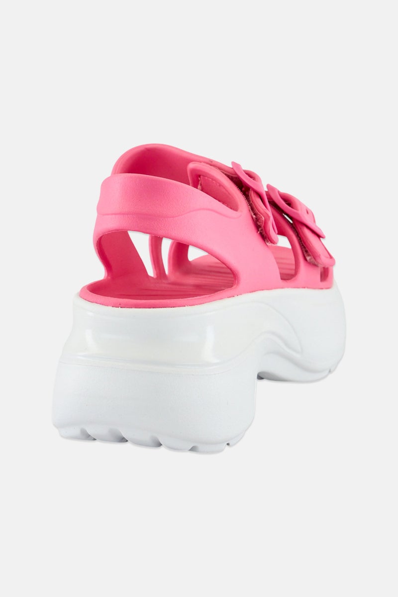 SKECHERS Women Foamies Tai Get Real Velcro Closure Sandals, Pink - Image 3