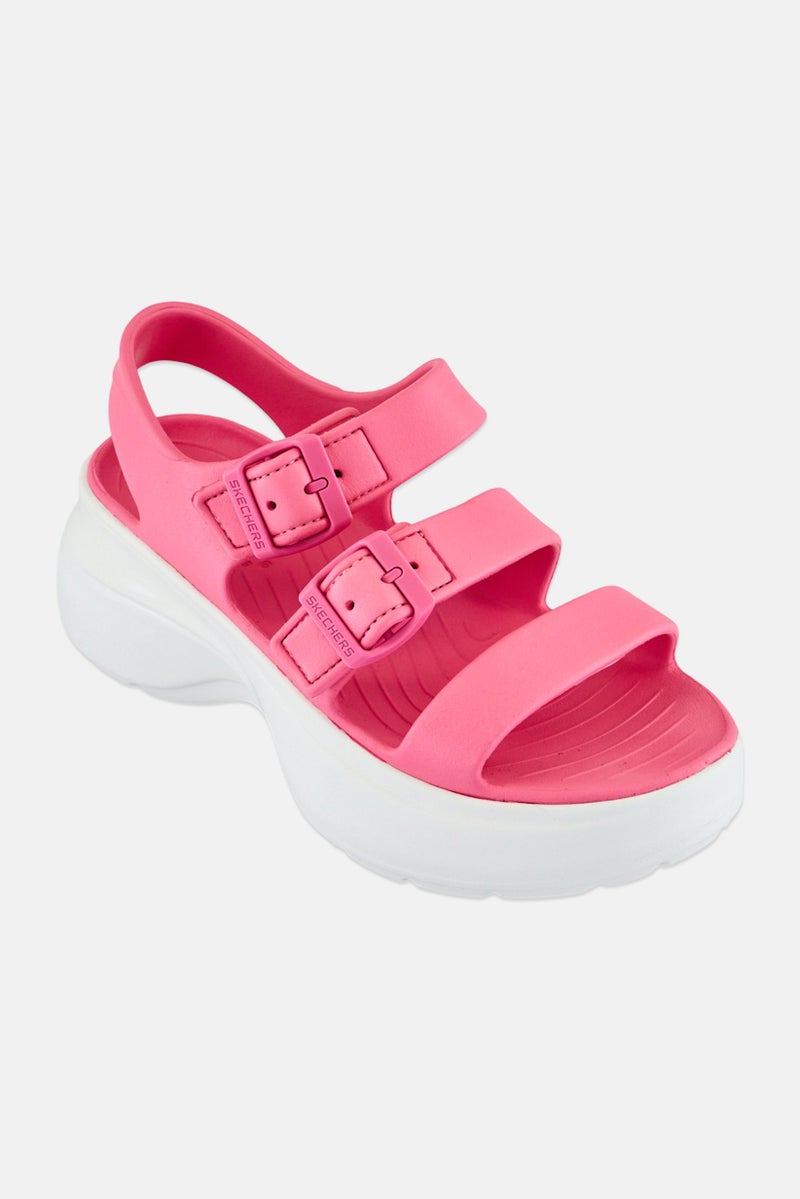 SKECHERS Women Foamies Tai Get Real Velcro Closure Sandals, Pink - Image 1