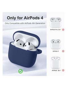 Generic Compatible with AirPods 4 Case(2024), Soft Silicone Full Protective Case Cover for Apple AirPods 4 Case with Keychain, Compatible with AirPods 4th Generation Case for Women Men (Blue)  - Image 2