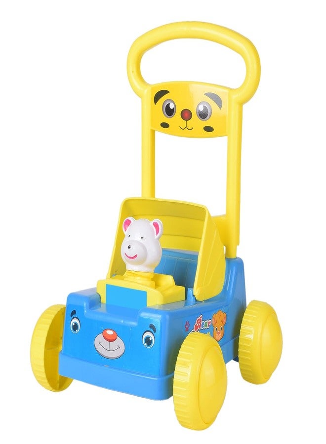 Maanit Baby Sit-to-Stand Activity Walker, Baby Push Walker in Front Small White Bear Face (Blue,9 Months - 18 Months) - Image 1