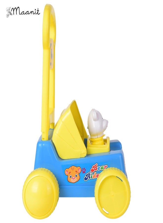 Maanit Baby Sit-to-Stand Activity Walker, Baby Push Walker in Front Small White Bear Face (Blue,9 Months - 18 Months) - Image 4