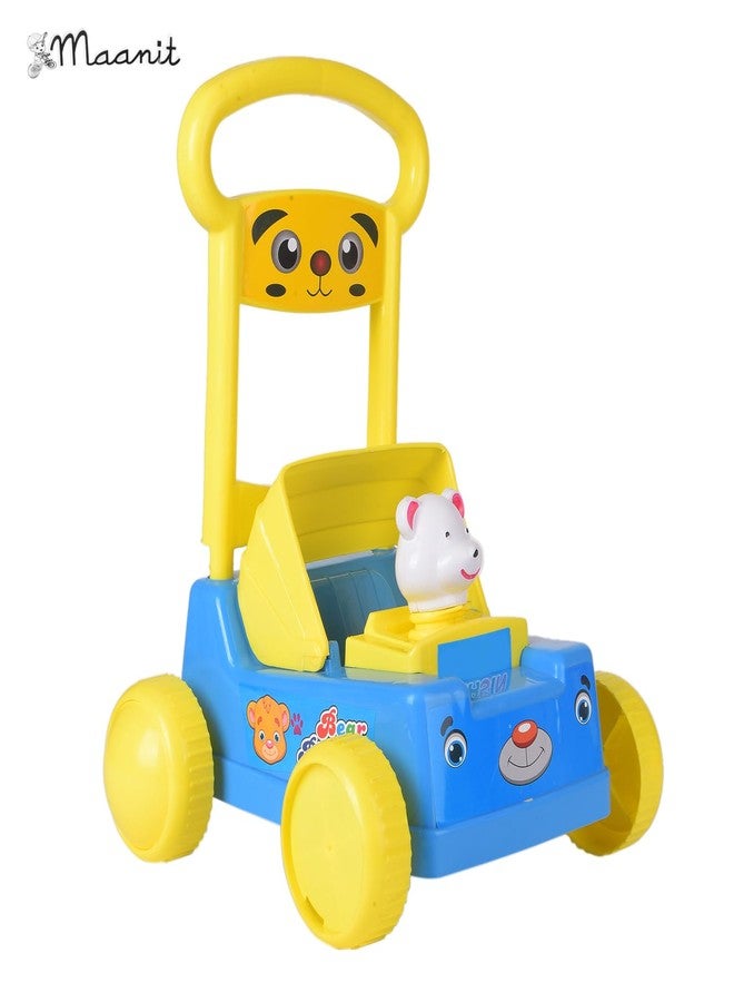 Maanit Baby Sit-to-Stand Activity Walker, Baby Push Walker in Front Small White Bear Face (Blue,9 Months - 18 Months) - Image 3