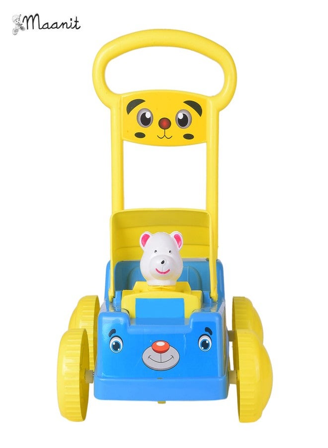 Maanit Baby Sit-to-Stand Activity Walker, Baby Push Walker in Front Small White Bear Face (Blue,9 Months - 18 Months) - Image 2