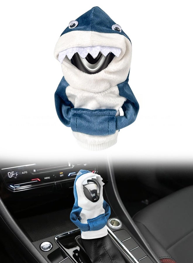 هودي Shark Gear Shift - سهل التركيب والإزالة، هوديي شيفتر رائع لمعظم محولات السيارات، هوديي من القماش الناعم بمقبض التحول للإكسسوارات الداخلية العالمية للسيارات - Image 1
