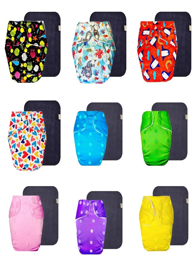 Dumbledo Premium Cloth Diaper with Gray Insert (Pack of 9) | Soft & Gentle | Reusable & Washable | Adjustable Snaps | Designed by Moms | 3 Months - 3 Years | Unisex Baby - Image 1
