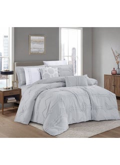 Comforter Set Made Of Soft Silky Fabric With A Modern Distinctive And Prominent Pattern That Satisfies All Tastes 8 Pieces King Size