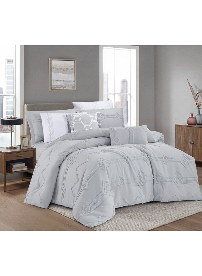 Hours - Comforter Set Made Of Soft Silky Fabric With A Modern Distinctive And Prominent Pattern That Satisfies All Tastes 8 Pieces King Size - Image 1