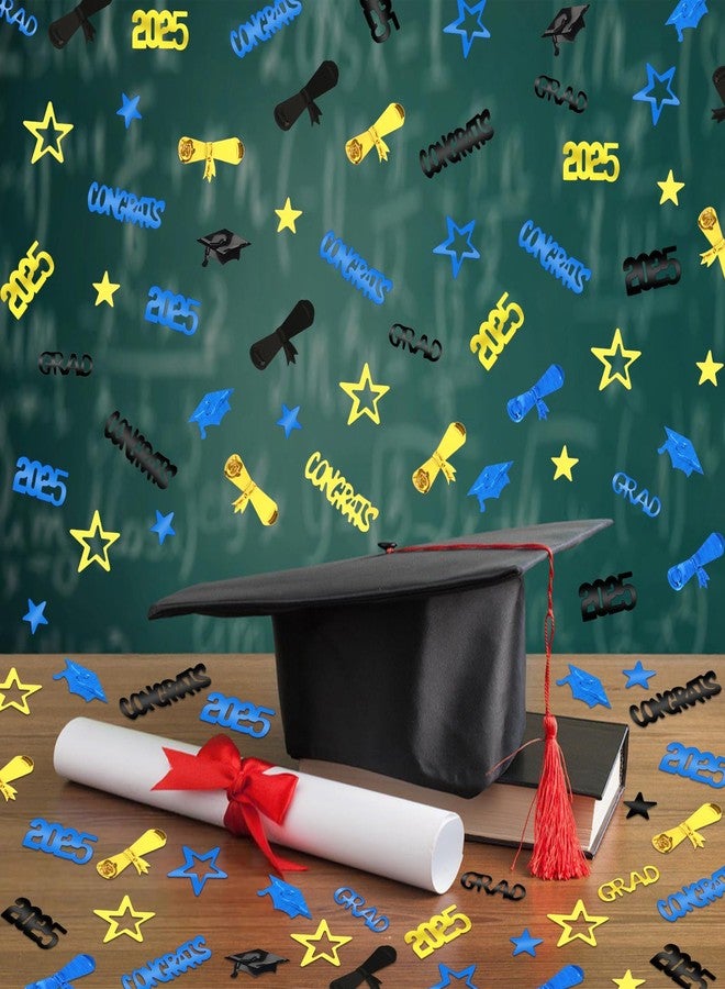 MARFOREVER Graduation Party Confetti, Class of 2025 Black Gold Blue Party Decorations Table Confetti for 2025 Graduation Theme Events Supplies Congrats Grad 2025 Graduation Party Decorations - Image 4