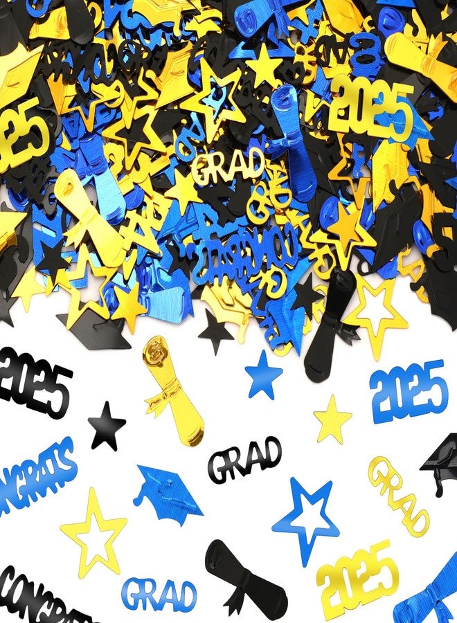 MARFOREVER Graduation Party Confetti, Class of 2025 Black Gold Blue Party Decorations Table Confetti for 2025 Graduation Theme Events Supplies Congrats Grad 2025 Graduation Party Decorations - Image 1