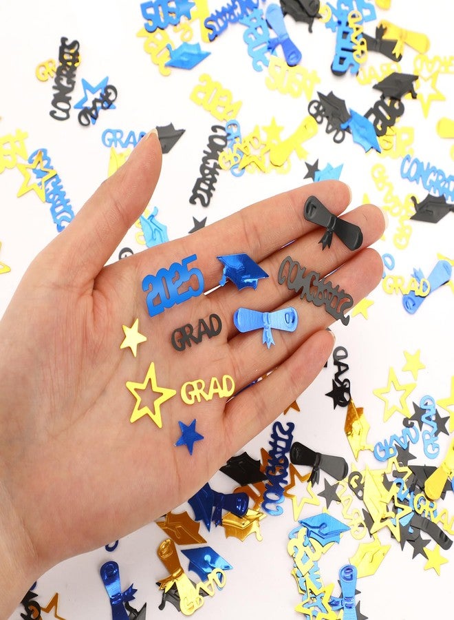 MARFOREVER Graduation Party Confetti, Class of 2025 Black Gold Blue Party Decorations Table Confetti for 2025 Graduation Theme Events Supplies Congrats Grad 2025 Graduation Party Decorations - Image 3