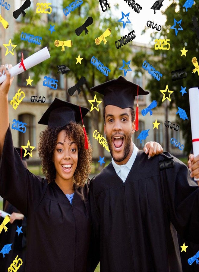 MARFOREVER Graduation Party Confetti, Class of 2025 Black Gold Blue Party Decorations Table Confetti for 2025 Graduation Theme Events Supplies Congrats Grad 2025 Graduation Party Decorations - Image 2