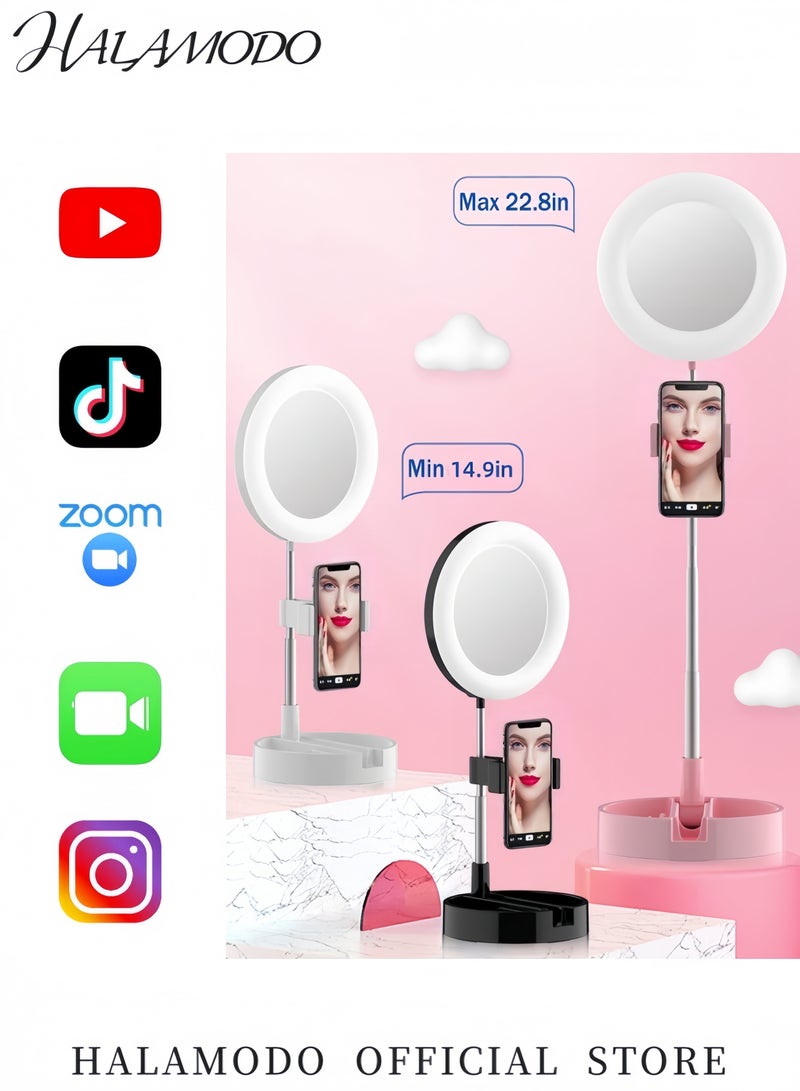 HALAMODO Multipurpose Tripod Desk Lamp With Phone Holder Pink/White/Silver  - Image 2