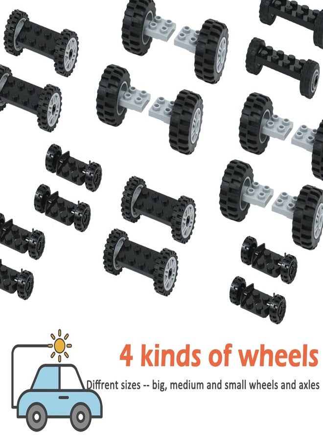 BroTex Wheels and Axles Building Blocks Set, Vehicle Truck Tires Compatible with Classic Bricks Car Parts - Image 4
