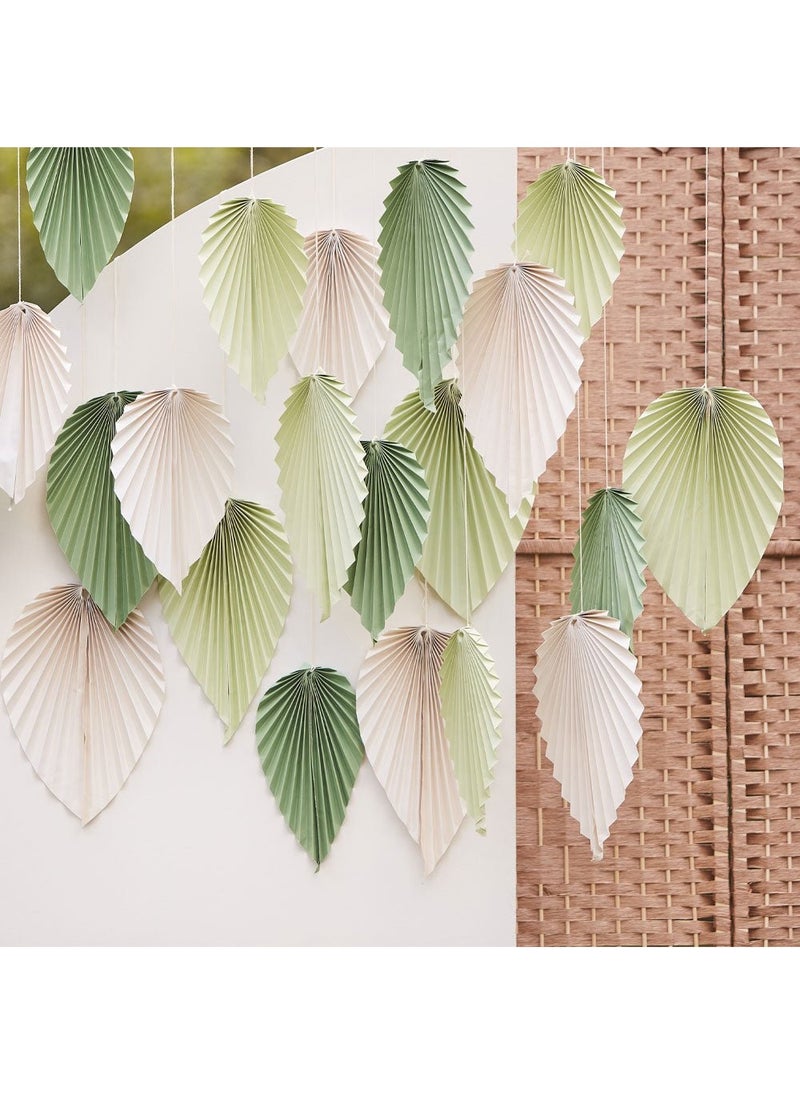 Ginger Ray Palm Leaves Hanging Decoration Cardboard Green 25-Pack - Image 3