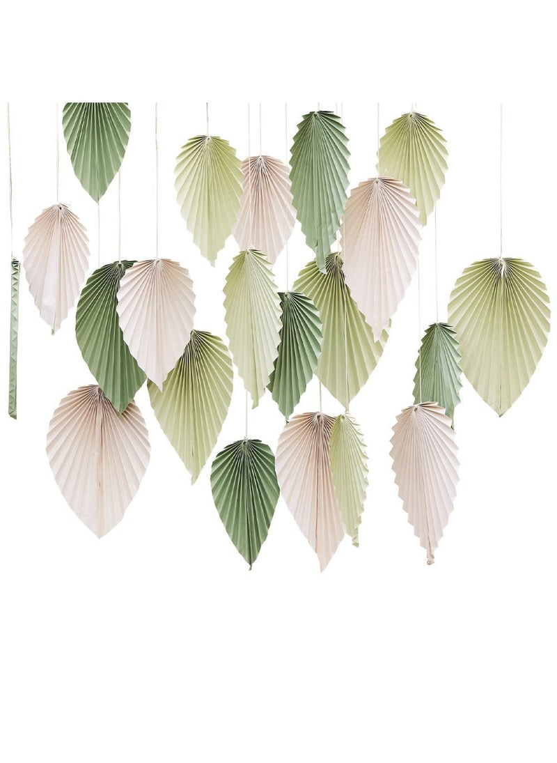Ginger Ray Palm Leaves Hanging Decoration Cardboard Green 25-Pack - Image 1
