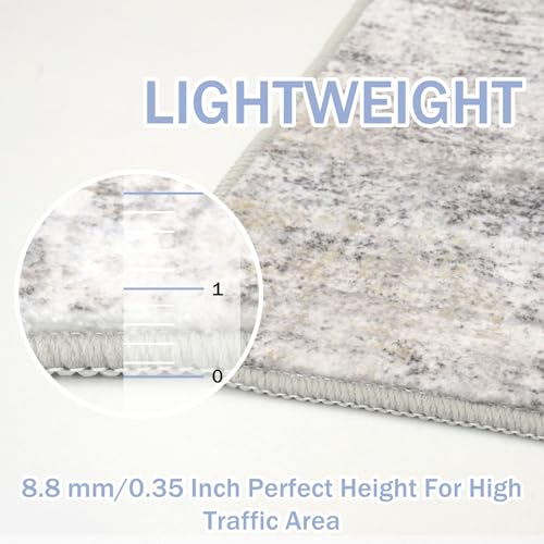 IOHOUZE Abstract Area Rug 3x5 Ft Washable Rugs for Entryway Indoor, Non Slip Kitchen Rug Printed Faux Wool Throw Rugs, Indoor Door Mat for Door Entrance Foyer Living Room, Grey Beige - Image 4