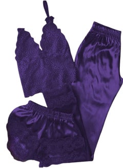 MANIKAN Manikan Women's 3-piece  pajama set made of satin and lace 