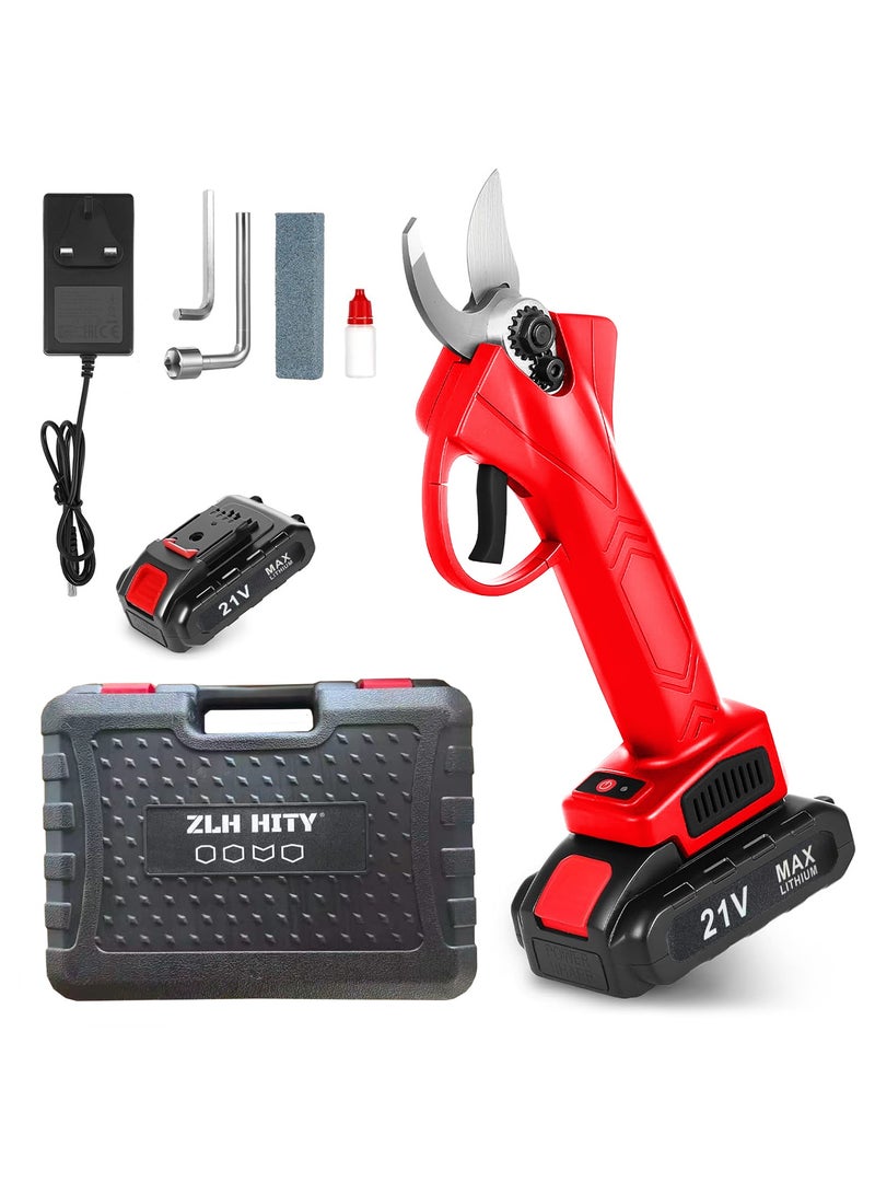 ZLH HITY مقصات تقليم كهربائية، قطر القطع المحدث 30 مم (1.2 بوصة) بمحرك قوي بدون فرشاة، مقصات تقليم لاسلكية مع بطاريات قابلة لإعادة الشحن لزراعة أغصان الأشجار - Image 1