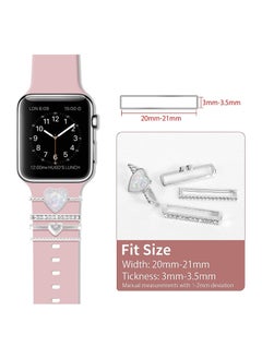 Y&D Watch Band Charms Apple Watch, Women Watchband Heart Diamond Loops 38mm 40mm 41mm 42mm 44mm 45mm, Accessories for iWatch Series se 8 7 6 5 4 3 2, 4Pcs (No Band)  - Image 5